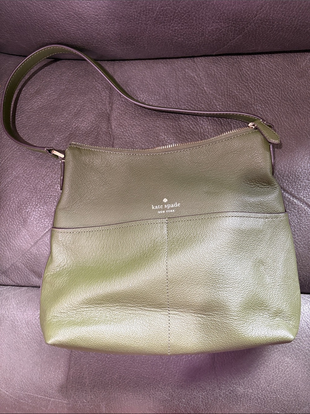 Kate spade dark green pebbled leather handbag